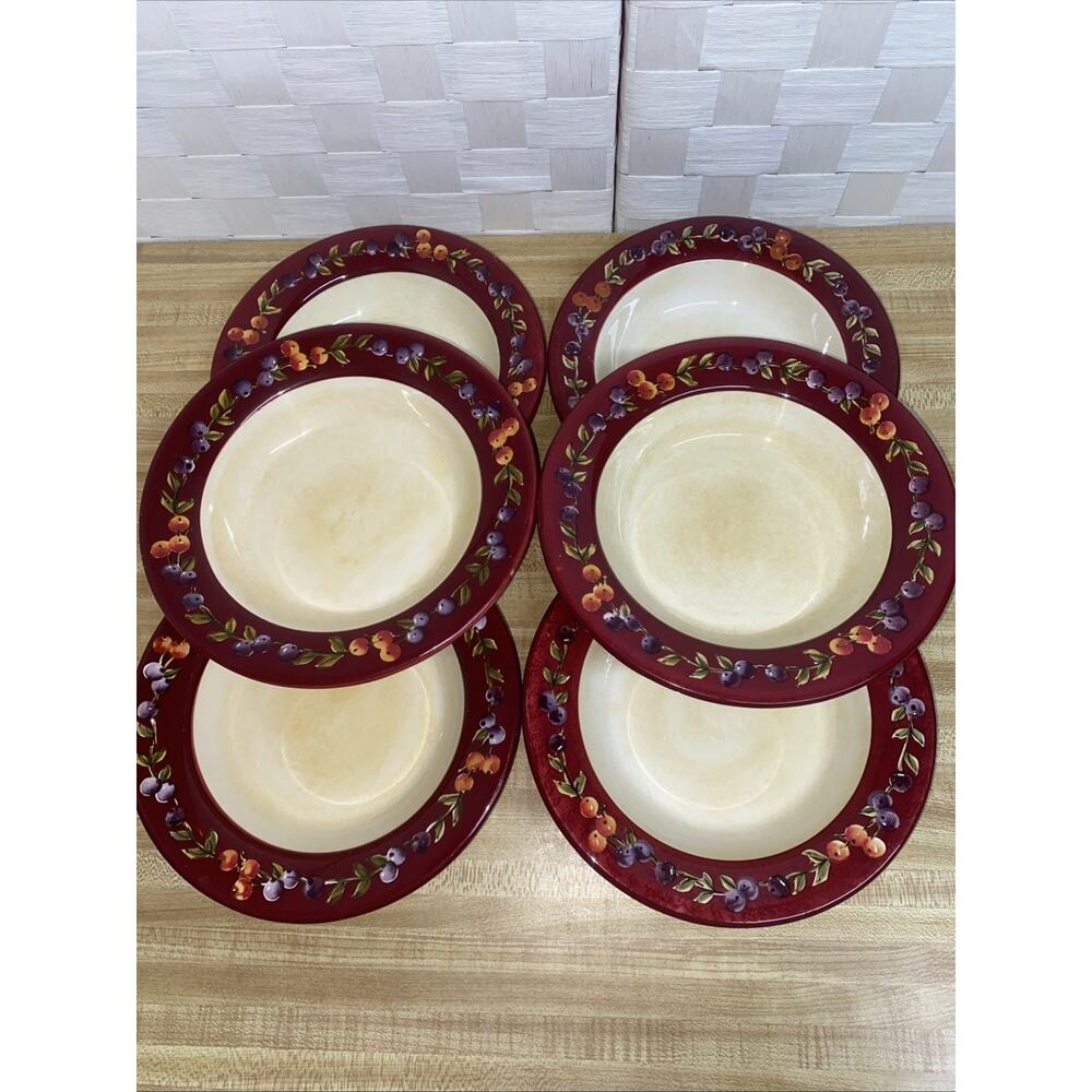 TUSCAN HARVEST Hand Painted Bowls By ONEIDA Set OF 6, 8.75” Diameter